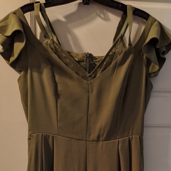 Olive green large pants jumpsuit - Picture 2 of 7